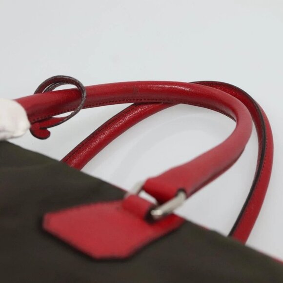PRADA Hand Bag Nylon Leather Khaki Silver Auth bs24484 - Picture 9 of 16